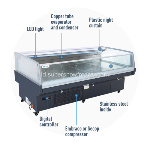 Top Open Type Supermarket Meat Showcase Deli Chiller